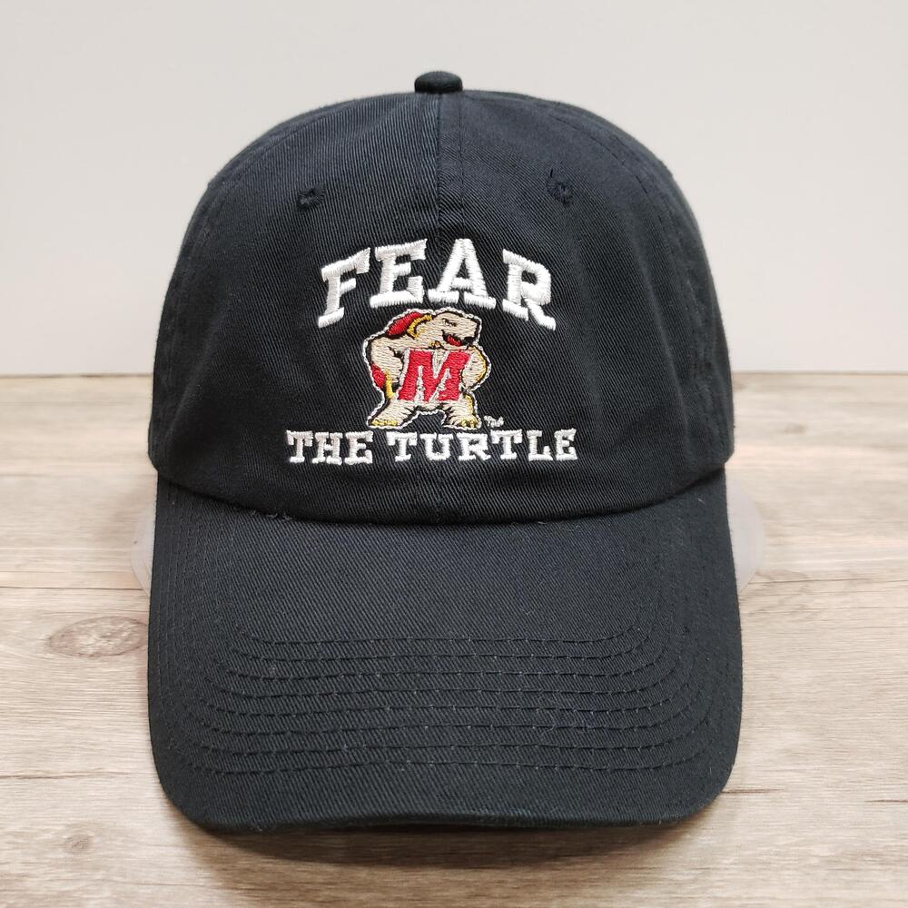 Vintage Maryland Terrapins Hat Cap Strap Back OS Black The Game Fear the Turtle